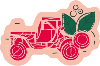 Jeep cafetero ilustrado que representa los caminos rurales de Nocaima