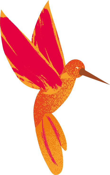 Colibrí ilustrado que representa el café Bourbon Rosado de Nocaima